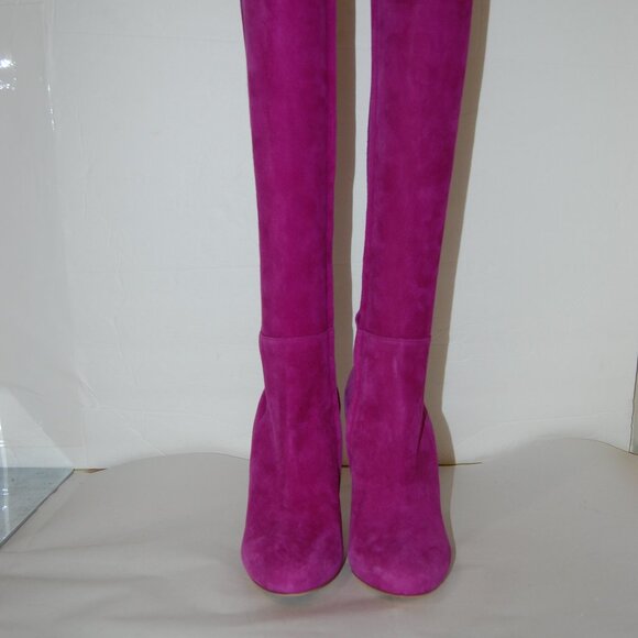 37/7❤️ DSQUARED2 Stretch Suede Leather Over Knee High Heels Mid Calf Tall BOOTS - Picture 7 of 14